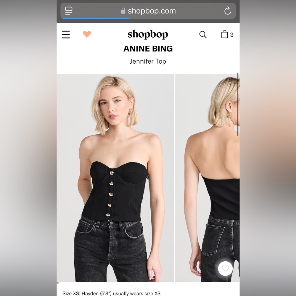 NWT Anine Bing Jennifer bustier top Small